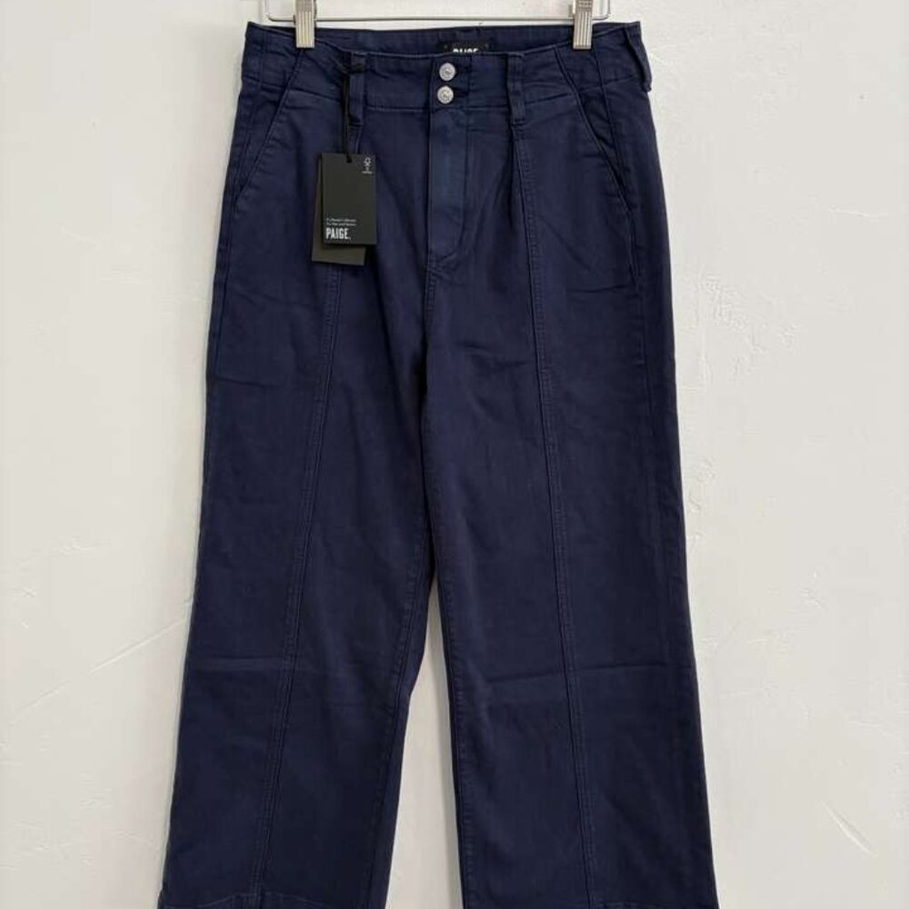 NWT Paige Brooklyn Crop Wide leg Vintage Comic Navy Pants women's size 28